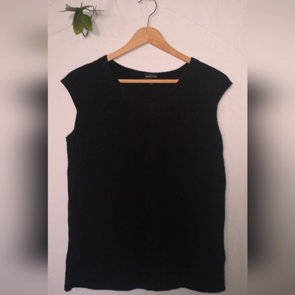 Spense Cap Sleeve Black Blouse Size Small